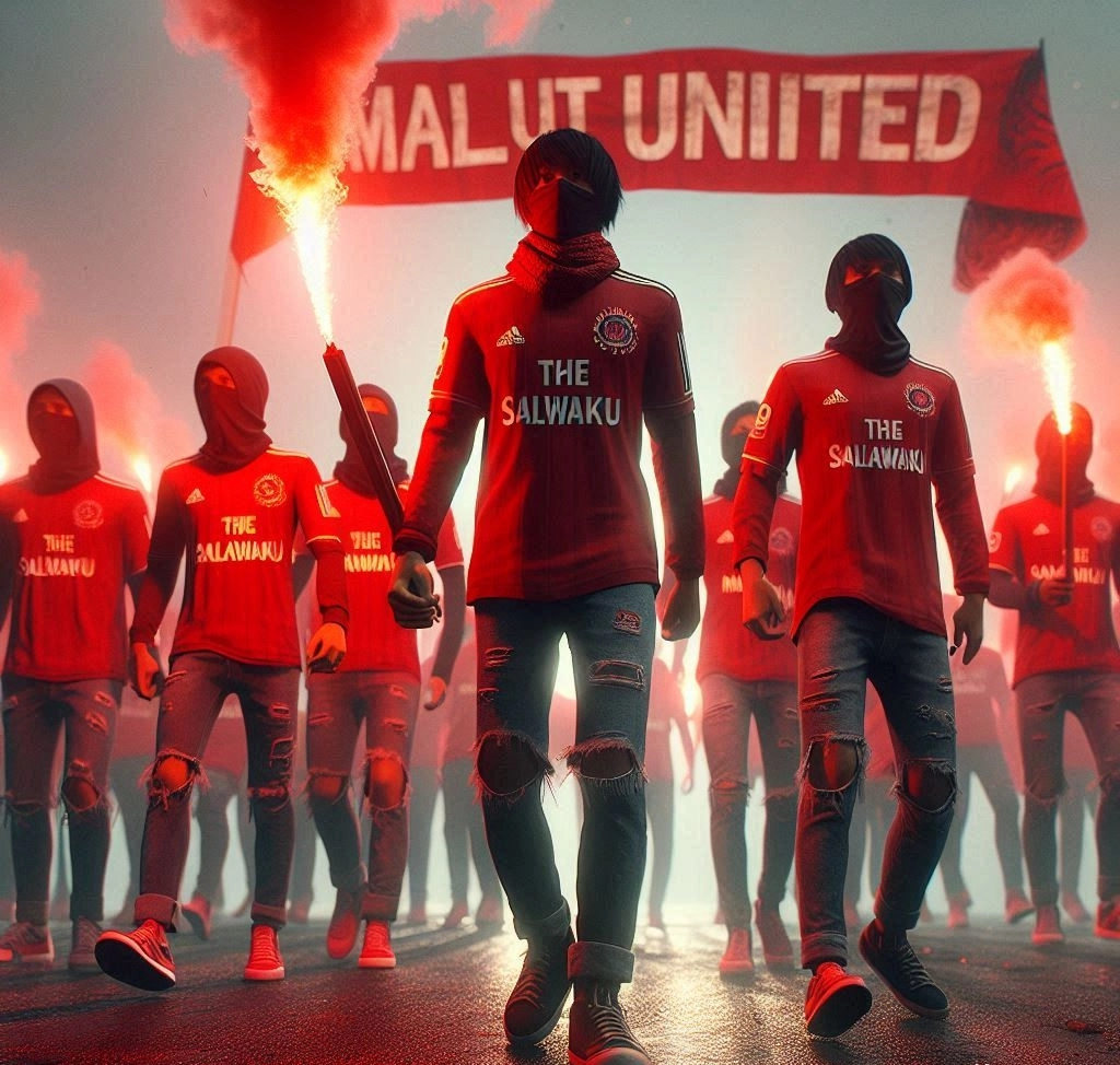 Kecewa terhadap sikap Menajemen, Salawaku pilih dukung Malut dari luar stadion GKR.